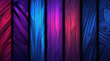 Wall Mural - colorful abstract wooden planks with variations of radiant gradient hues