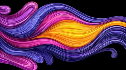 Wall Mural - abstract digital artwork featuring vibrant colorful flowing wave shapes