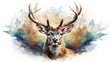 © sumitra - portrait of a deer watercolor art vertical oil painting design