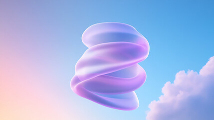 Aufkleber - A surreal, swirling shape in pastel colors floats against a serene blue backdrop, blending artistic vision with dreamlike aesthetics.