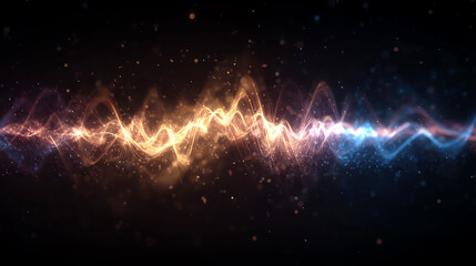 Leinwandbilder - An abstract wave pattern showcasing vibrant colors of sound and light, representing energy and digital innovation.