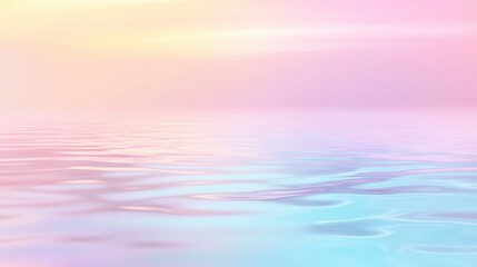 Poster - Abstract pastel sky and ocean at sunset or sunrise, with gentle hues and smooth reflections, ideal for banners and creative design use.