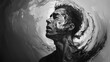 © RodolfoJesus - man, thinking too much, symbolized by a mental turmoil. generative ai