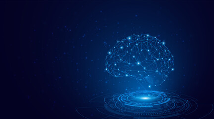 Fototapete - Artificial neural network or artificial intelligence brain. Digital brain science for future learning. modern technology innovation concept background	