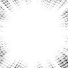 Fototapete - Halftone gradient sun rays pattern. Abstract halftone vector dots background. monochrome dots pattern. Vector background in comic book style with sunburst rays and halftone. Retro pop art design.