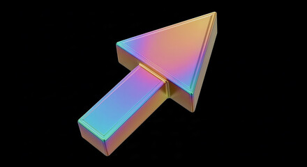 Poster - Iridescent cursor pointing upwards on black background
