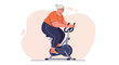 © Royal Ability - Elderly Woman Exercising on Stationary Bike for Healthy Lifestyle and Fitness Routine Vector Illustration