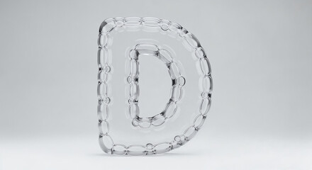 Poster - Transparent glassy bubbles forming letter d on white background