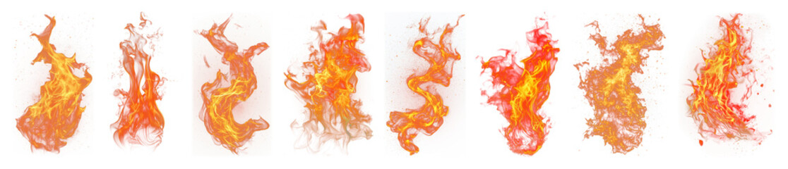 Wall Mural - png dynamic fiery flames collection, element set on transparent background