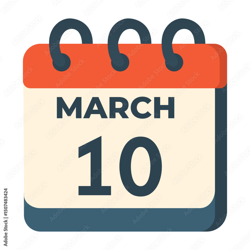 10 march calendar vector on white background Vector calendar with date ...