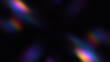 © soffie_digital - Abstract background with overlapping, iridescent lens flare effects in rainbow colors on a dark surface. Futuristic light leak visual for modern design projects or dynamic digital art with glitter.