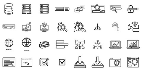 Web Development Icon Set Featuring Technology Symbols  