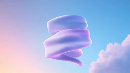 Poster - Abstract Swirl Against Sky: An abstract purple swirl gracefully ascends, contrasted against the soft gradient of a blue and white sky, evoking serenity and wonder.