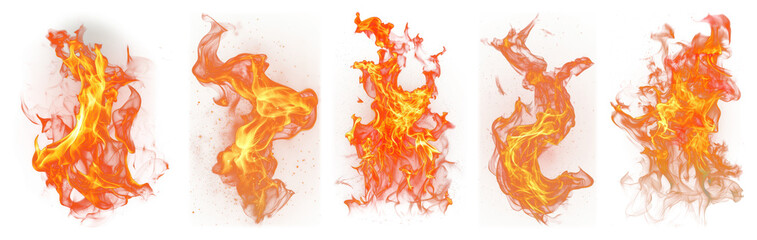 Wall Mural - png dynamic fiery flame patterns, element set on transparent background