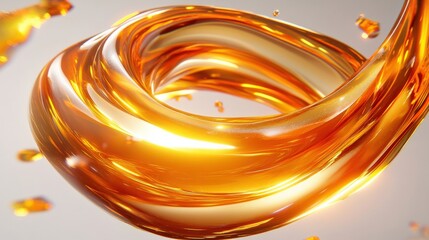 Wall Mural - Swirling Orange Liquid in Motion with Glowing Light Reflections