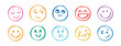 © Yanka - Human emotions smiley doodle hand drawn set. Funny hand drawn faces abstract collection. Cute expression, angry or sad comic communication
