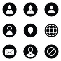 Collection of minimalist black and white user interface icons for websites and applications