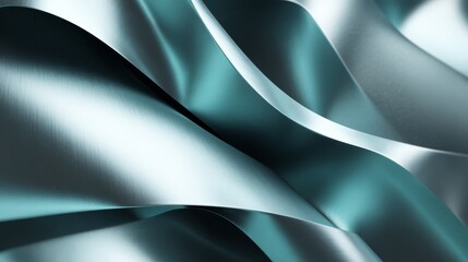 Aufkleber - Flowing Waves of Silky Fabric in Cool Tones Captured from a Close Perspective, Evoking Elegance and Fluidity Against a Soft Background.