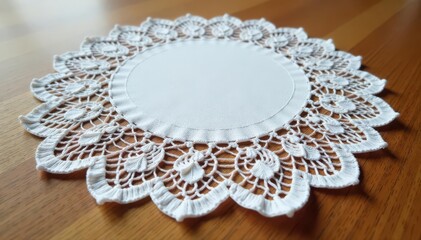 Intricate floral lace doily, delicate white threads , mesh, lace, macro