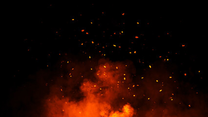 Wall Mural - perfect fire particles embers sparks on black background . texture overlays.