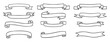 © Yanka - ribbons template for text doodle hand drawn icon set. Outline drawing medieval ribbons template line clipart symbol collection