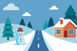 © Robi - Christmas winter landscape with snowman and house