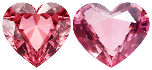 Canvas Print - png sparkling pink heart gemstones, element set on transparent background