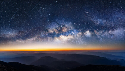 Wall Mural - milky way galaxy with star and space dust in the universe and deep planet night sky background