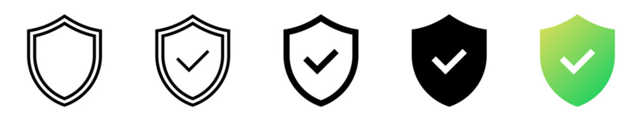 Aufkleber - Shield check mark icon or security shield protection icon with tick symbol