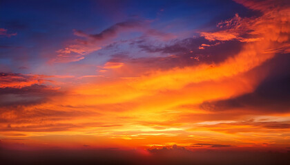bright orange sky and colorful sky in twilight background