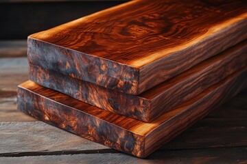 Fototapete - Diverse collection of wooden planks showcasing various textures, colors, and grain patterns in natural light at a workshop environment during the afternoon