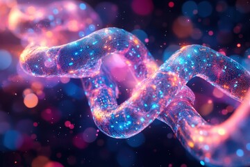 Aufkleber - Innovative digital chain links with vivid colors illustrating technology and connectivity in a futuristic design presentation