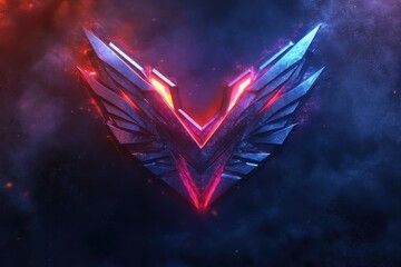 Aufkleber - Dynamic emblem featuring fiery wings and a bold shield design in a dark, captivating background with glowing red accents and a dramatic atmosphere