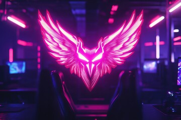 Aufkleber - Bold neon cat graphic showcasing a fierce expression against a dark backdrop with vibrant colors and glowing design elements, highlighting modern digital art aesthetics