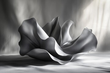 Aufkleber - Textured gray fabric draped elegantly showcasing fine woven details and soft folds against a dark background in a well-lit setting
