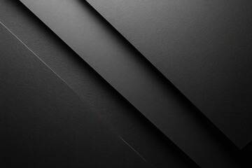 Aufkleber - Layers of textured black paper arranged at angles on a flat surface create a modern artistic composition emphasizing contrast and depth