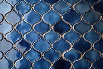 Poster - Deep blue ceramic tiles arranged in a diamond pattern create a modern look for interior spaces and provide an elegant touch