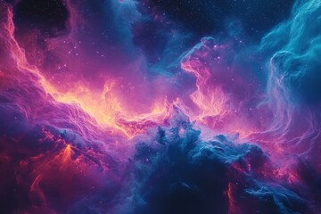 Leinwandbilder - Cosmic nebula filled with vibrant colors in deep space showcasing star formation and cosmic dust