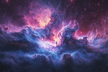 Leinwandbilder - Cosmic nebula filled with vibrant colors in deep space showcasing star formation and cosmic dust
