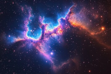Leinwandbilder - Cosmic nebula filled with vibrant colors in deep space showcasing star formation and cosmic dust