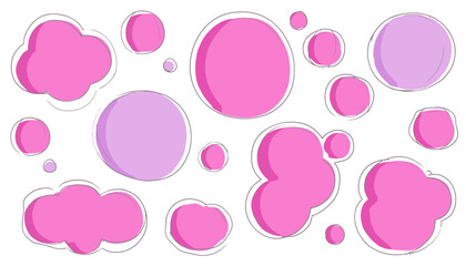 Wall Mural - retro y2k bubble sticker set: abstract balloon icons, cartoon graffiti elements � vector illustratio