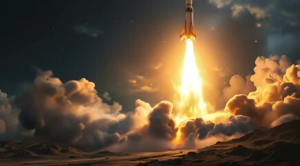 Wall Mural - Rocket launch dramatic space exploration journey