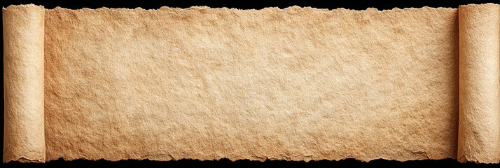 Poster - Ancient parchment scroll background with aged paper texture and curled edges, evoking vintage and historical feel for creative projects