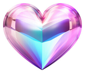 Canvas Print - png icon iridescent heart white background refraction.