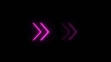 Wall Mural - Neon arrow symbol icon. Glowing Abstract beautiful neon arrow icon animation.