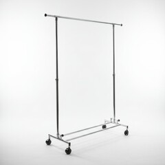 Metal garment rack isolated on white background for retail, home, and commercial uses.