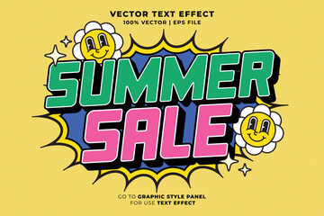 Wall Mural - Summer sale editable text effect 3D style. Editable font and typography effect summer sale template suitable for summer vibes, summer holiday, summer event, summer festival