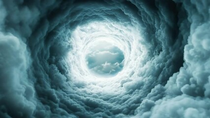 Wall Mural - dramatic swirling cloud formation with bright light and fluffy clouds creating mysterious sky vortex