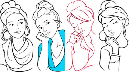 Wall Mural - Watercolor Fashion Illustrations - simple vector, isolated on white background   