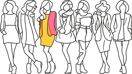 Wall Mural - Watercolor Fashion Illustrations - simple vector, isolated on white background   
